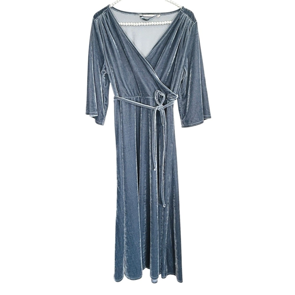 Soft Surroundings Velvet Maxi Dress Small Minimalist Old Money Surplice Party